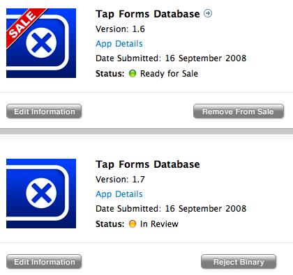 Tap Forms 1.7 Review Status